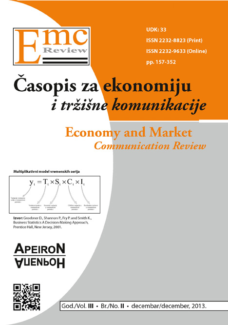 					View Vol. 6 No. 2 (2013): EMC Review - ECONOMY AND MARKET COMMUNICATION REVIEW
				