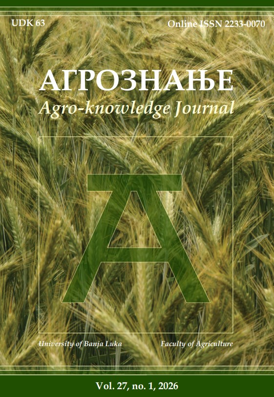 					View Vol. 27 No. 1 (2026): Агрознање/Agroknowledge journal
				