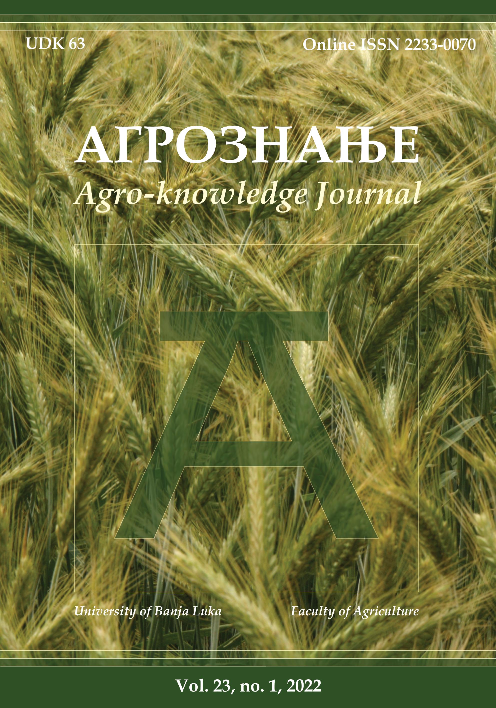 					View Vol. 23 No. 1 (2022): Агрознање/Agroknowledge Journal
				