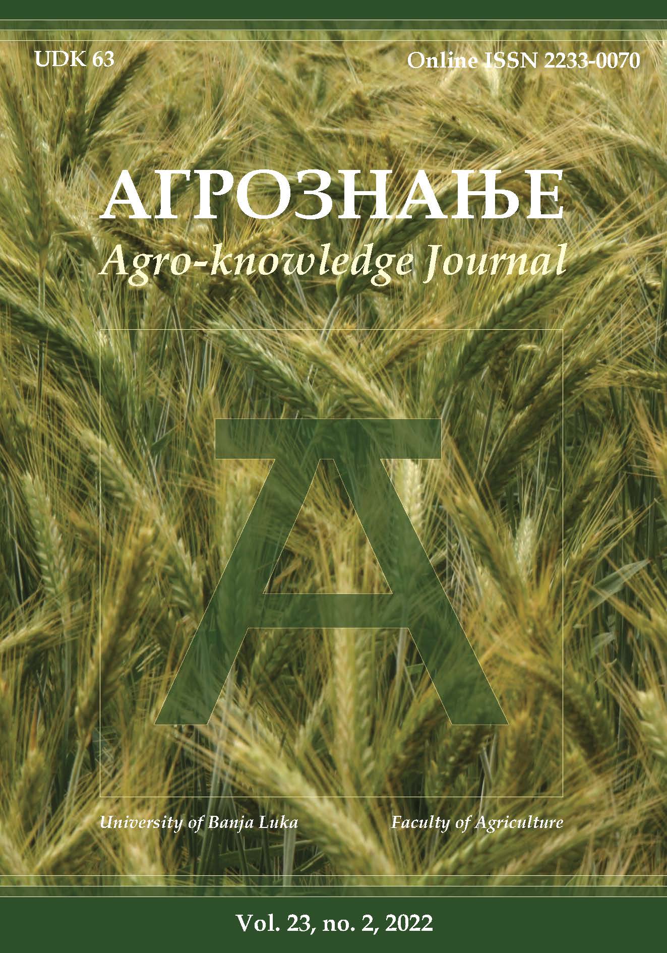 					View Vol. 23 No. 2 (2022): Агрознање/Agroknowledge Journal
				