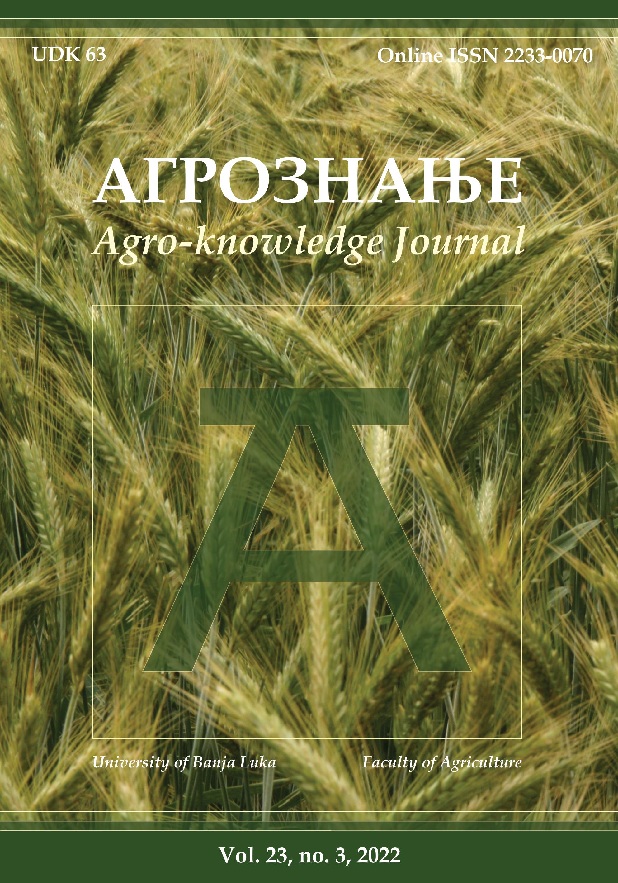 					View Vol. 23 No. 3 (2022): Агрознање/Agroknowledge Journal
				
