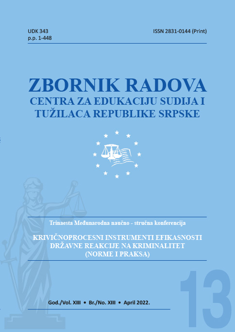 					View Vol. 13 No. 13 (2022): ZBORNIK RADOVA CENTRA ZA EDUKACIJU SUDIJA I TUŽILACA REPUBLIKE SRPSKE
				