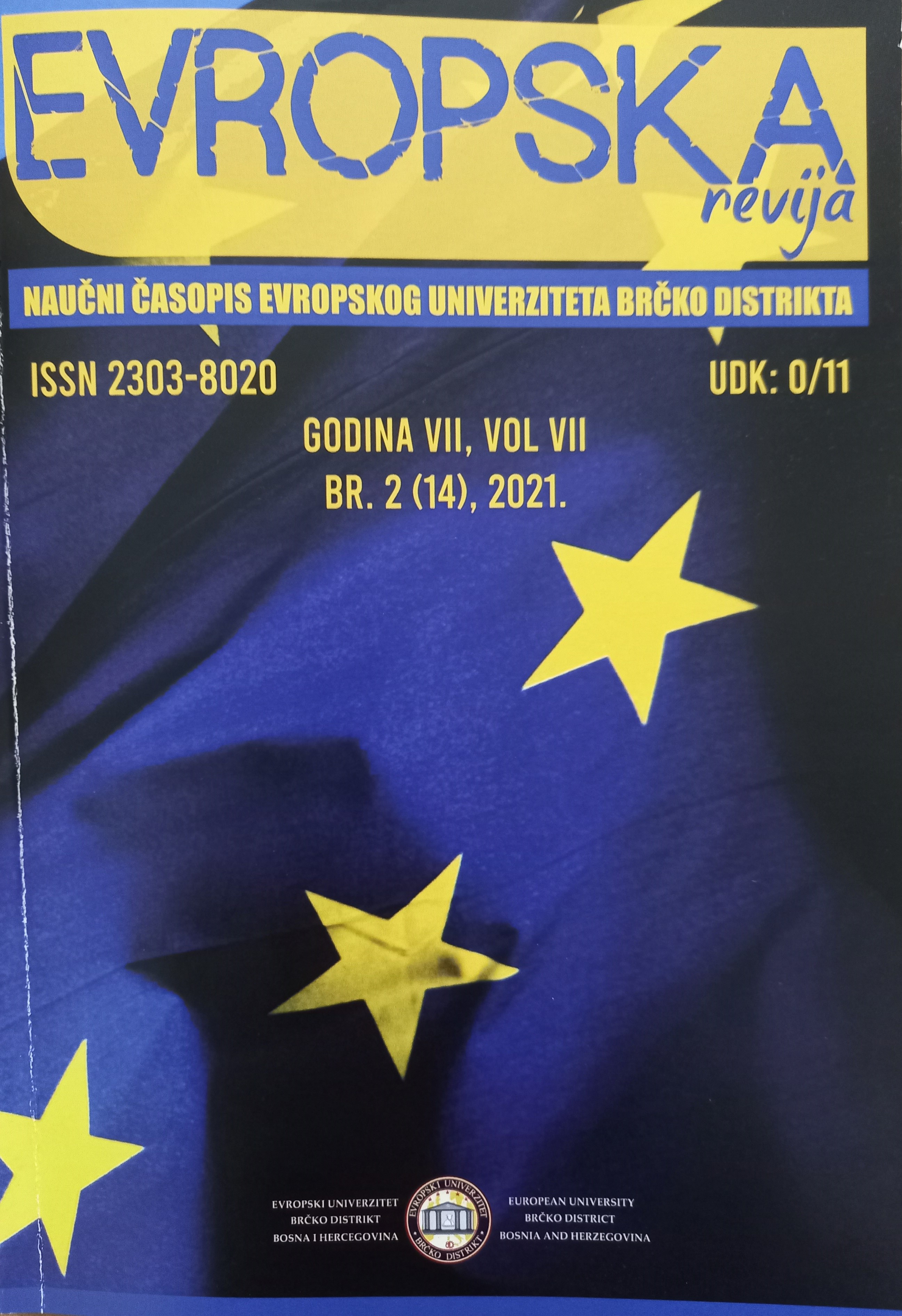 					View Vol. 7 No. 2 (2021): Evropska revija
				